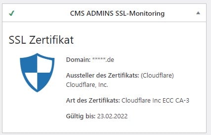 CMS ADMINS WordPress Wartung SSL Zertifikat Monitoring