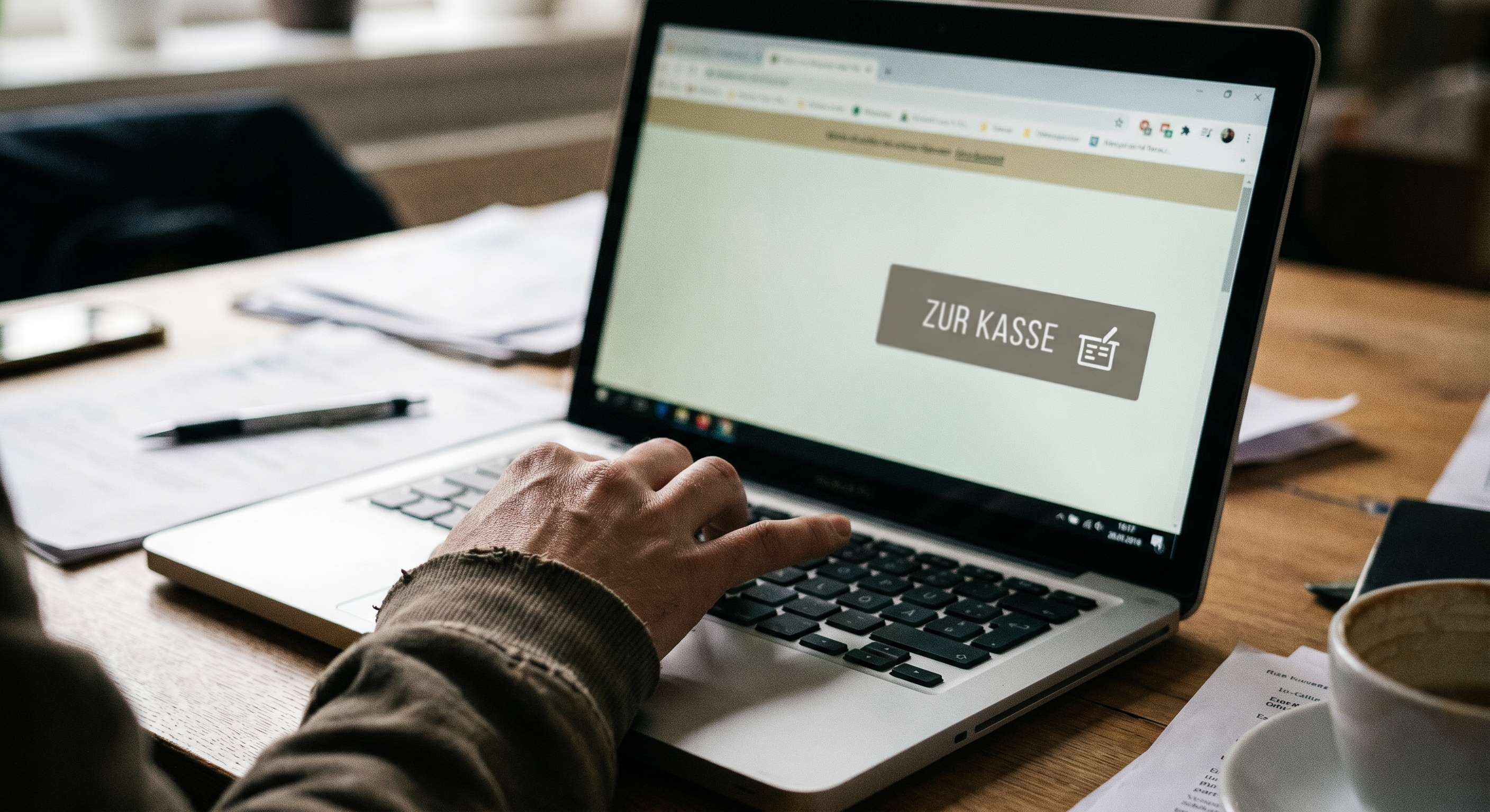 Online-Shop Checkout mit ZUR KASSE Button