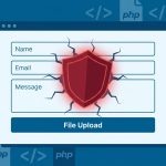 Warnschild durchbricht Kontaktformular mit Datei-Upload-Feld – Symbolbild Elementor Pro Sicherheitslücke CVE-2026-32475