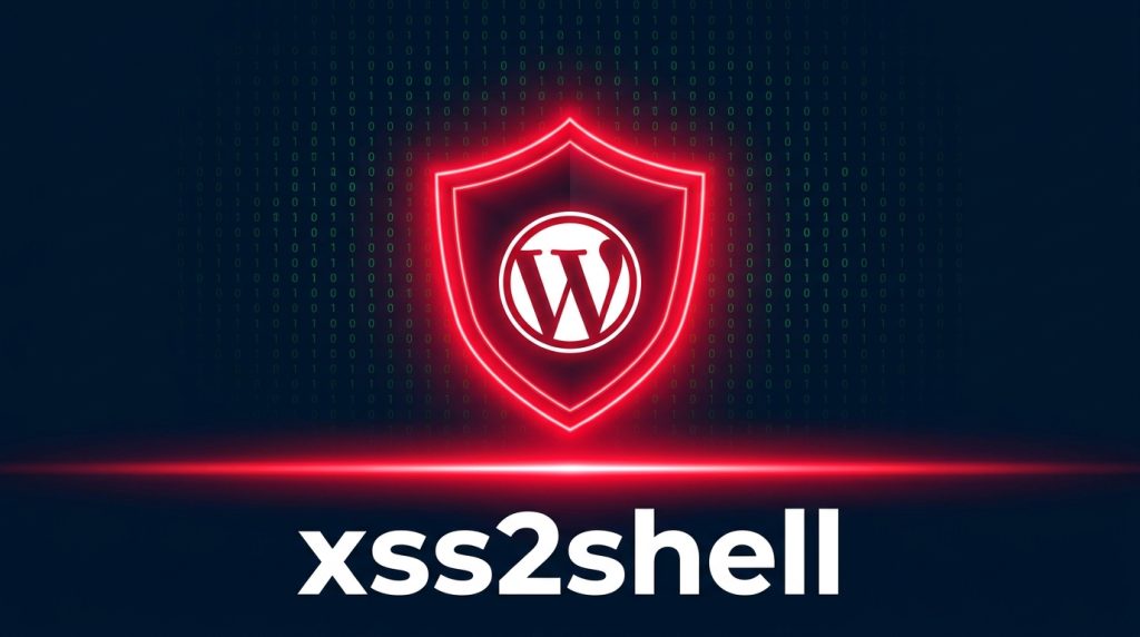 XSS2Shell WordPress Login-Lücke CVE-2026-64638 – rotes WordPress-Schild als Sicherheitswarnung