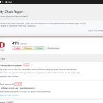 Security Check Report Dashboard mit Note, Risikowert und den fuenf wichtigsten Massnahmen