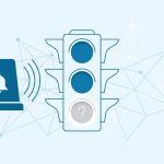 Flat-Vector-Grafik: Alarmleuchte und Ampel mit drittem, neutralem Zustand als Symbol fuer nicht feststellbar